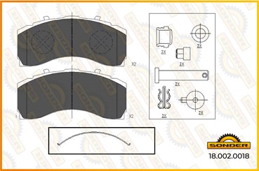 Колодки тормозные передние WVA 29246 MB Actros MP3/4/Axor-II  A0064201420 (суп Knorr SL/SM )